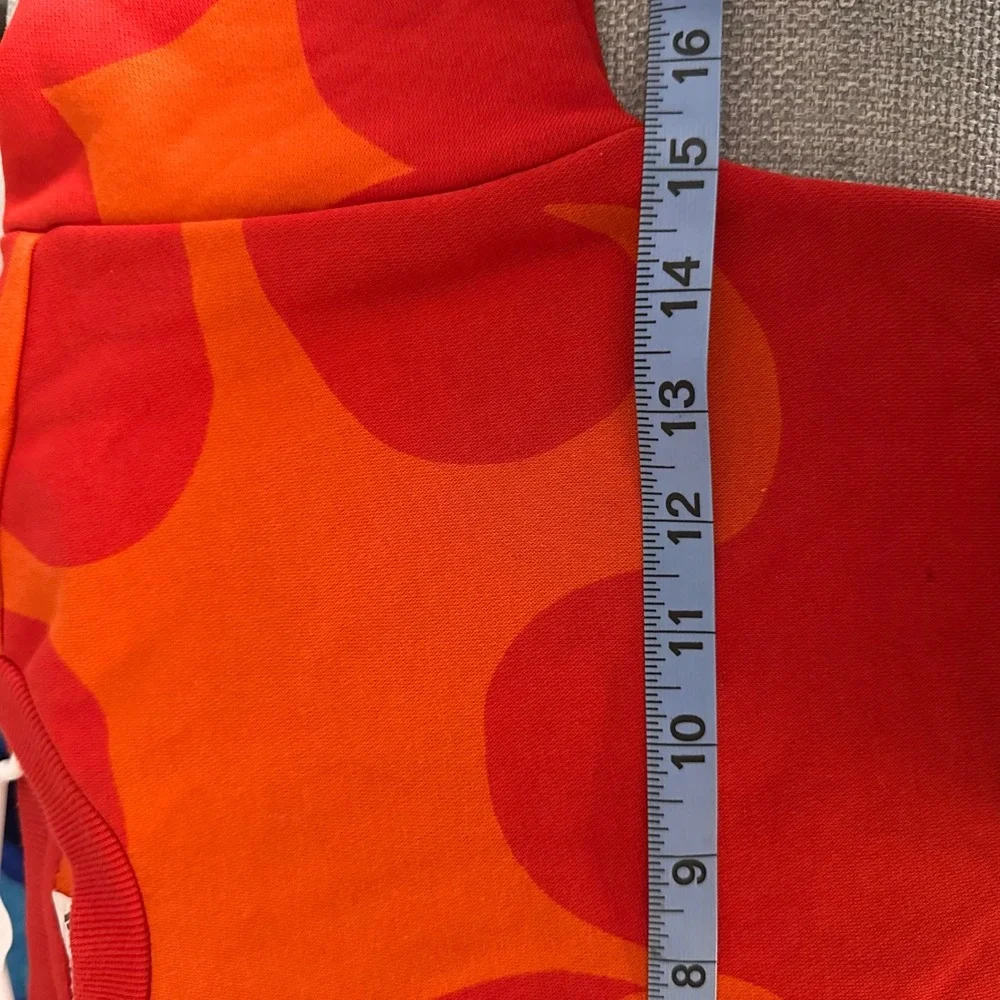 Adidas Marimekko Girls Red Orange Laine Wave Sweatshirt Dress Size‎ 5-6Y 2XS